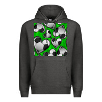 Charcoal Heather soccer hearts seamless pattern Premium Hoodie - BundleAndBundleShop