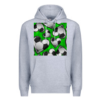 Heather Grey soccer hearts seamless pattern Premium Hoodie - BundleAndBundleShop