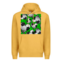 Mustard soccer hearts seamless pattern Premium Hoodie - BundleAndBundleShop