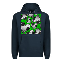 Navy soccer hearts seamless pattern Premium Hoodie - BundleAndBundleShop