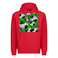 Red soccer hearts seamless pattern Premium Hoodie - BundleAndBundleShop