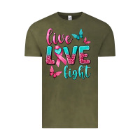 Vintage Olive Live Love Fight Breast Cancer Vintage Tee - texasbilliewilder
