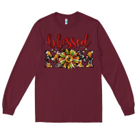 Burgundy Christmas blessed mom Long Sleeve Tee - JahusDesignShop