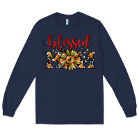 Navy Christmas blessed mom Long Sleeve Tee - JahusDesignShop