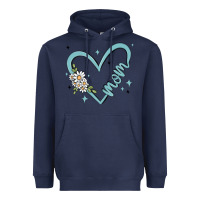 Mom With Heart And Flowers Heavyweight Hoodie | Teevron