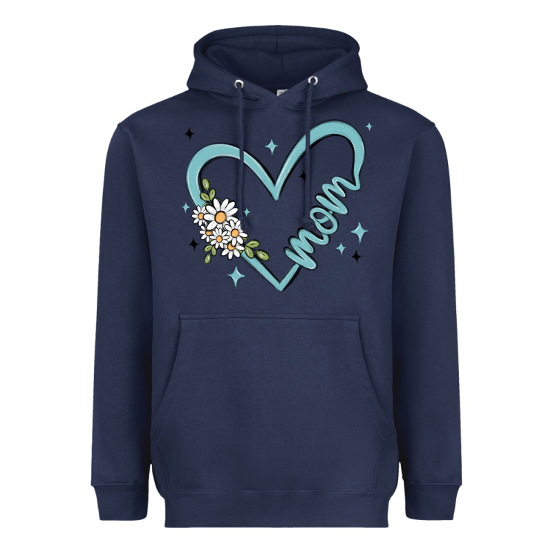 Mom With Heart And Flowers Heavyweight Hoodie by MaliasSmallBusiness | Teevron