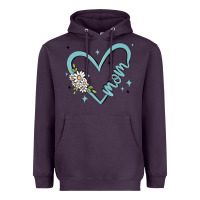 Plum mom with heart and flowers Heavyweight Hoodie - MaliasSmallBusiness