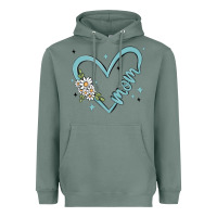 Sage mom with heart and flowers Heavyweight Hoodie - MaliasSmallBusiness