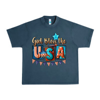 Midnight Navy God bless the USA 4th of july Urban Heavy Tee - CowGirlArtShop