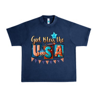 Navy God bless the USA 4th of july Urban Heavy Tee - CowGirlArtShop