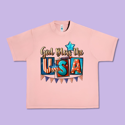 God Bless The Usa 4th Of July Urban Heavy Tee Designed By Cowgirlartshop