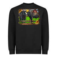 Black Angus Cattle And Bull In Barnyard Heavyweight Sweatshirt | Teevron