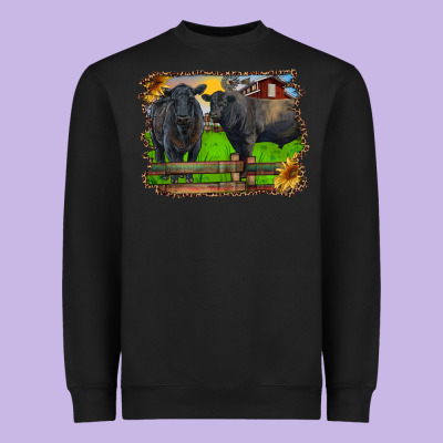 Black Angus Cattle And Bull In Barnyard Heavyweight Sweatshirt Designed By Ranaportraitstore