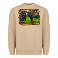 Mushroom black angus cattle and bull in barnyard Heavyweight Sweatshirt - RanaPortraitStore