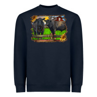Navy black angus cattle and bull in barnyard Heavyweight Sweatshirt - RanaPortraitStore