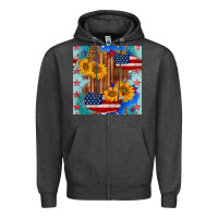 Charcoal Heather usa map with sunflowers and leopard seamless pattern Zipper Hoodie - BundleAndBundleShop