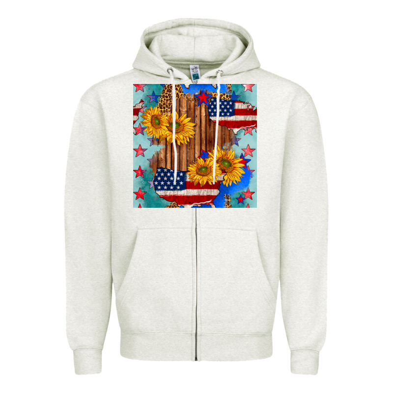Usa Map With Sunflowers And Leopard Seamless Pattern Zipper Hoodie by BundleAndBundleShop | Teevron