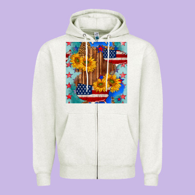 Usa Map With Sunflowers And Leopard Seamless Pattern Zipper Hoodie Designed By Bundleandbundleshop