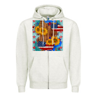 Oatmeal Heather usa map with sunflowers and leopard seamless pattern Zipper Hoodie - BundleAndBundleShop
