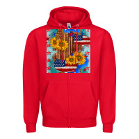 Red usa map with sunflowers and leopard seamless pattern Zipper Hoodie - BundleAndBundleShop