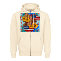 Sandshell usa map with sunflowers and leopard seamless pattern Zipper Hoodie - BundleAndBundleShop