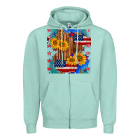 Seafoam usa map with sunflowers and leopard seamless pattern Zipper Hoodie - BundleAndBundleShop