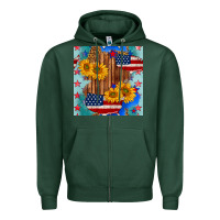 Sports Green usa map with sunflowers and leopard seamless pattern Zipper Hoodie - BundleAndBundleShop