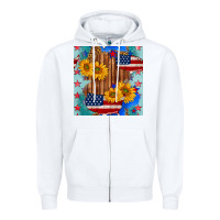 White usa map with sunflowers and leopard seamless pattern Zipper Hoodie - BundleAndBundleShop