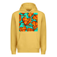 Antique Gold basketball hearts with leopard seamless pattern Premium Hoodie - BundleAndBundleShop