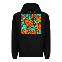 Black basketball hearts with leopard seamless pattern Premium Hoodie - BundleAndBundleShop