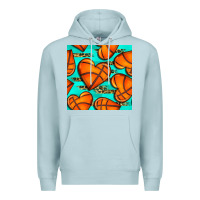 Blue Mist basketball hearts with leopard seamless pattern Premium Hoodie - BundleAndBundleShop