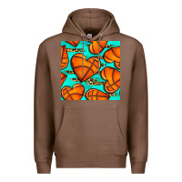 Chestnut basketball hearts with leopard seamless pattern Premium Hoodie - BundleAndBundleShop