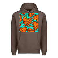 Coffee basketball hearts with leopard seamless pattern Premium Hoodie - BundleAndBundleShop