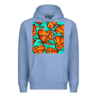Colony Blue basketball hearts with leopard seamless pattern Premium Hoodie - BundleAndBundleShop