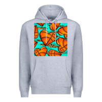 Heather Grey basketball hearts with leopard seamless pattern Premium Hoodie - BundleAndBundleShop
