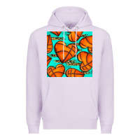 Lilac basketball hearts with leopard seamless pattern Premium Hoodie - BundleAndBundleShop