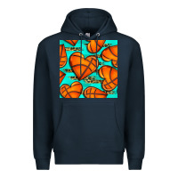 Navy basketball hearts with leopard seamless pattern Premium Hoodie - BundleAndBundleShop