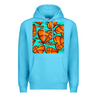 Ocean Blue basketball hearts with leopard seamless pattern Premium Hoodie - BundleAndBundleShop