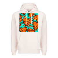 Pale Pink basketball hearts with leopard seamless pattern Premium Hoodie - BundleAndBundleShop