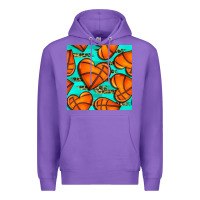 Purple basketball hearts with leopard seamless pattern Premium Hoodie - BundleAndBundleShop