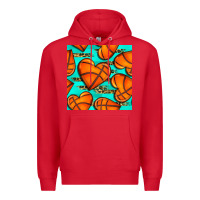 Red basketball hearts with leopard seamless pattern Premium Hoodie - BundleAndBundleShop