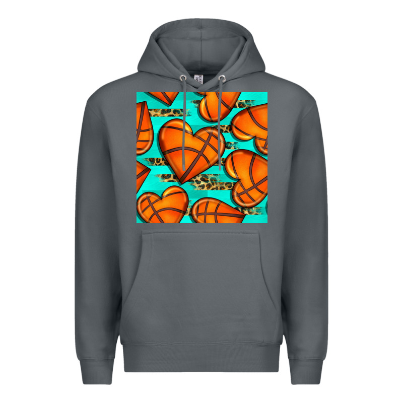 Basketball Hearts With Leopard Seamless Pattern Premium Hoodie by BundleAndBundleShop | Teevron