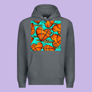 Basketball Hearts With Leopard Seamless Pattern Premium Hoodie Designed By Bundleandbundleshop