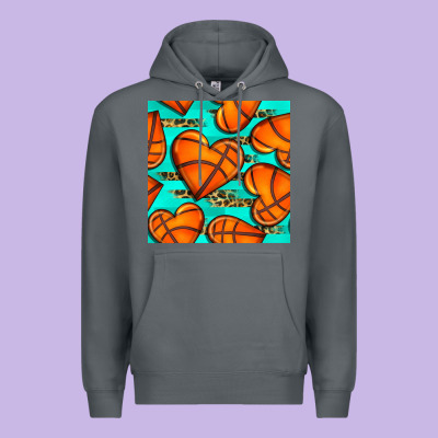Basketball Hearts With Leopard Seamless Pattern Premium Hoodie Designed By Bundleandbundleshop