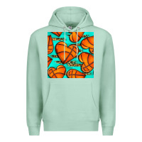 Seafoam basketball hearts with leopard seamless pattern Premium Hoodie - BundleAndBundleShop