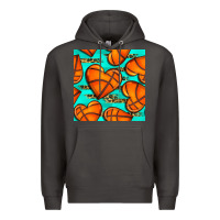 Smoke basketball hearts with leopard seamless pattern Premium Hoodie - BundleAndBundleShop