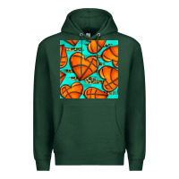 Sports Green basketball hearts with leopard seamless pattern Premium Hoodie - BundleAndBundleShop