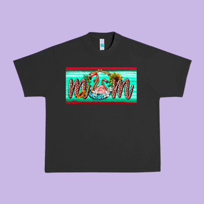 Flamingo Mom License Plate Urban Heavy Tee Designed By Barkaloodesign