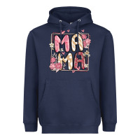 Navy floral mama Heavyweight Hoodie - MaliasSmallBusiness