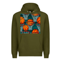 Army Green basketball hoop seamless pattern Premium Hoodie - BundleAndBundleShop